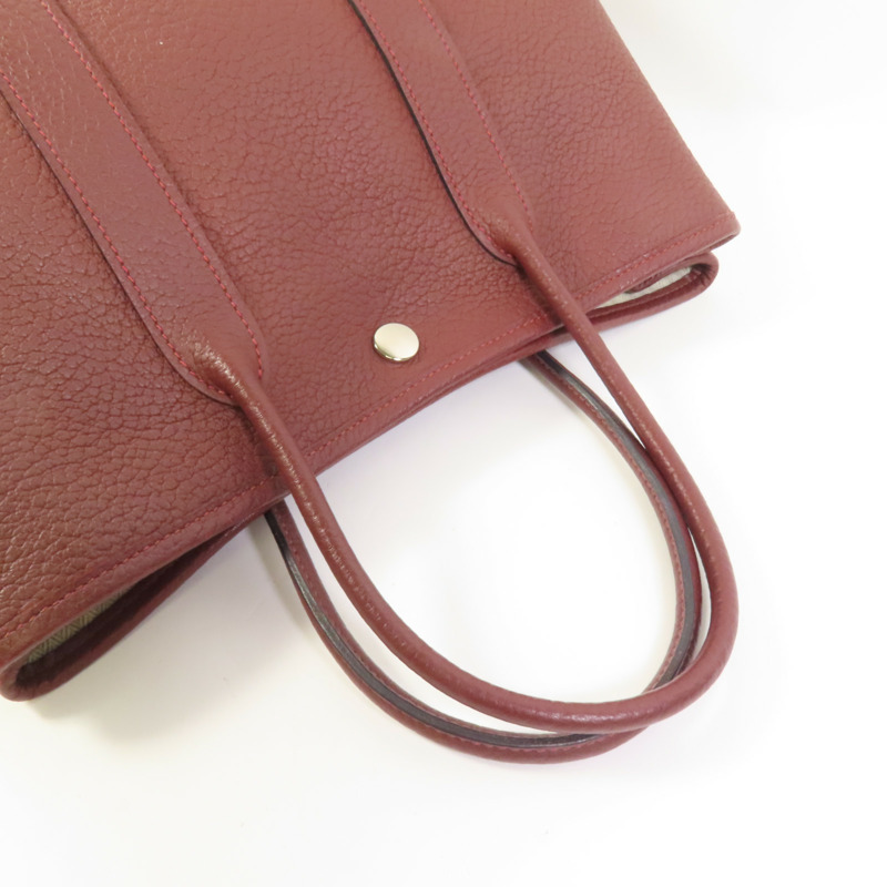 HERMES Negonda皮革Garder Party TPM銀扣手挽袋Rouge H-5