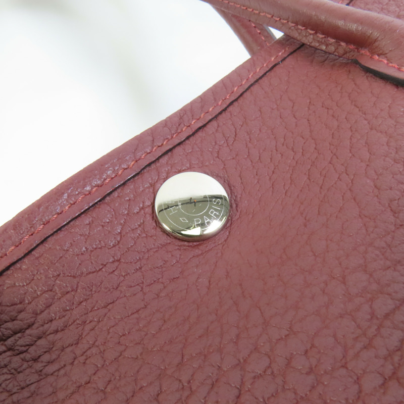 HERMES Negonda皮革Garder Party TPM銀扣手挽袋Rouge H-6