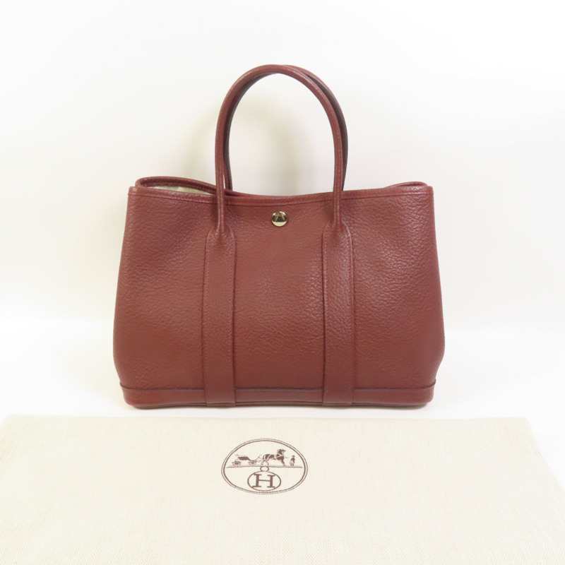 HERMES Negonda皮革Garder Party TPM銀扣手挽袋Rouge H-9