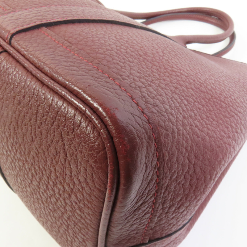 HERMES Negonda皮革Garder Party TPM銀扣手挽袋Rouge H-10