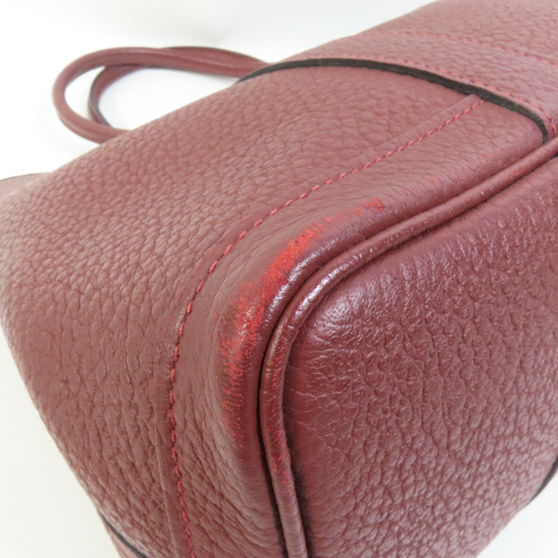 HERMES Negonda皮革Garder Party TPM銀扣手挽袋Rouge H-11