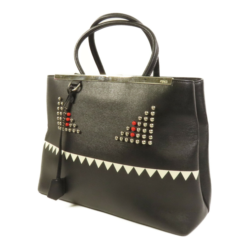 FENDI 牛皮皮革2 Jours Monster銀扣手挽肩背兩用袋-2