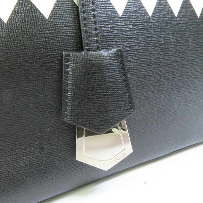 FENDI 牛皮皮革2 Jours Monster銀扣手挽肩背兩用袋-4
