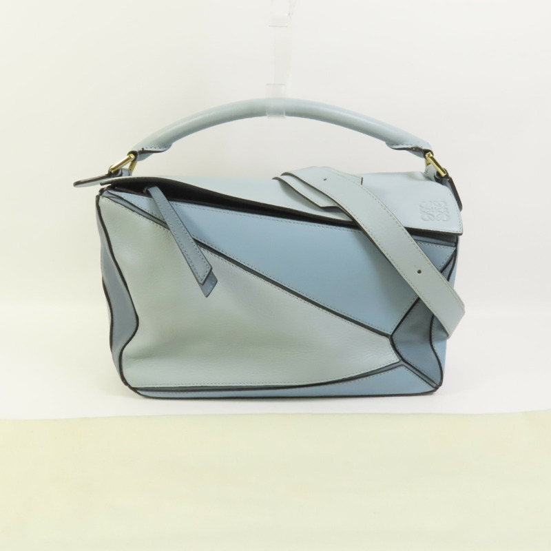 LOEWE 牛皮皮革Puzzle Medium金扣手挽肩背兩用袋-10