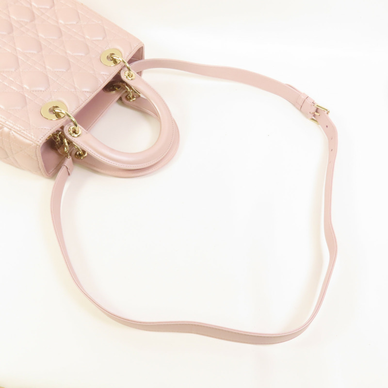 Dior 羊皮皮革Lady Dior Medium金扣手挽肩背兩用袋-5