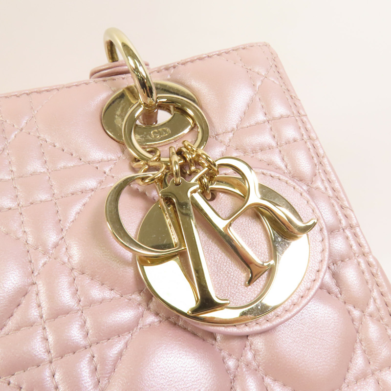 Dior 羊皮皮革Lady Dior Medium金扣手挽肩背兩用袋-7