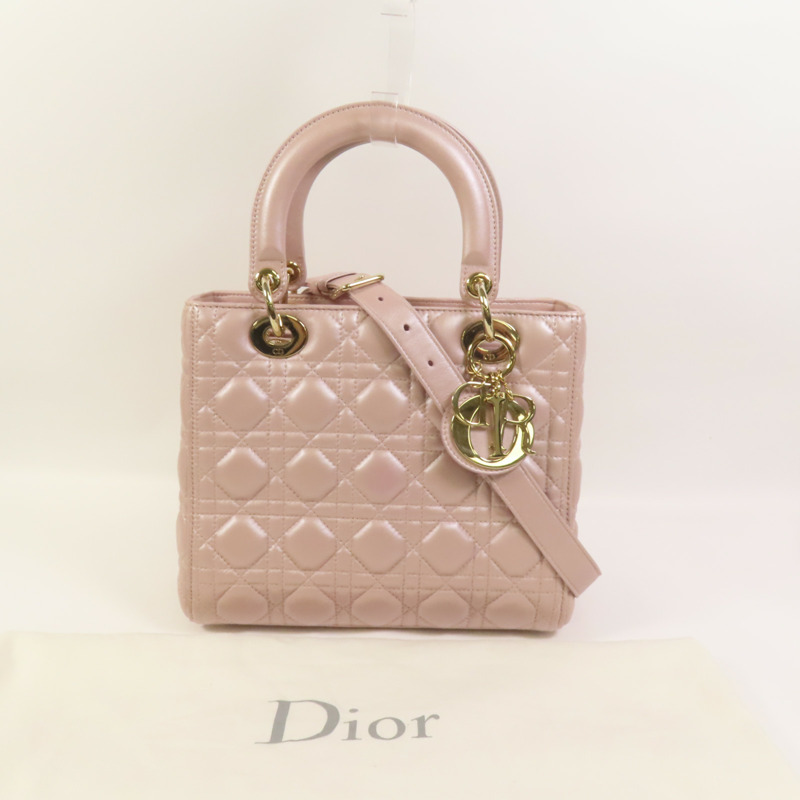 Dior 羊皮皮革Lady Dior Medium金扣手挽肩背兩用袋-12