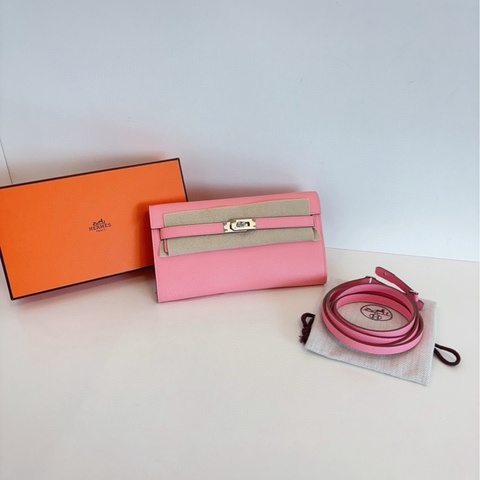 【閒置新全套🆕】Hermes  Kelly togo 奶昔粉銀扣Epsom皮 Y刻 斜挎包