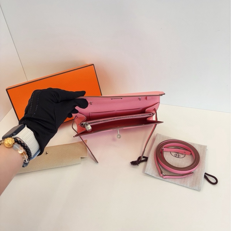 【閒置新全套🆕】Hermes  Kelly togo 奶昔粉銀扣Epsom皮 Y刻 斜挎包-8