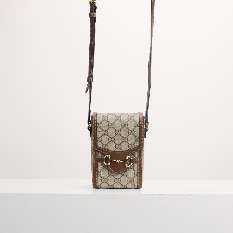 二手Gucci 1955直式手機包/棕老花-0