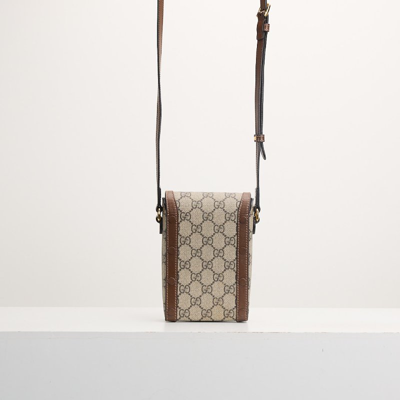 二手Gucci 1955直式手機包/棕老花-1