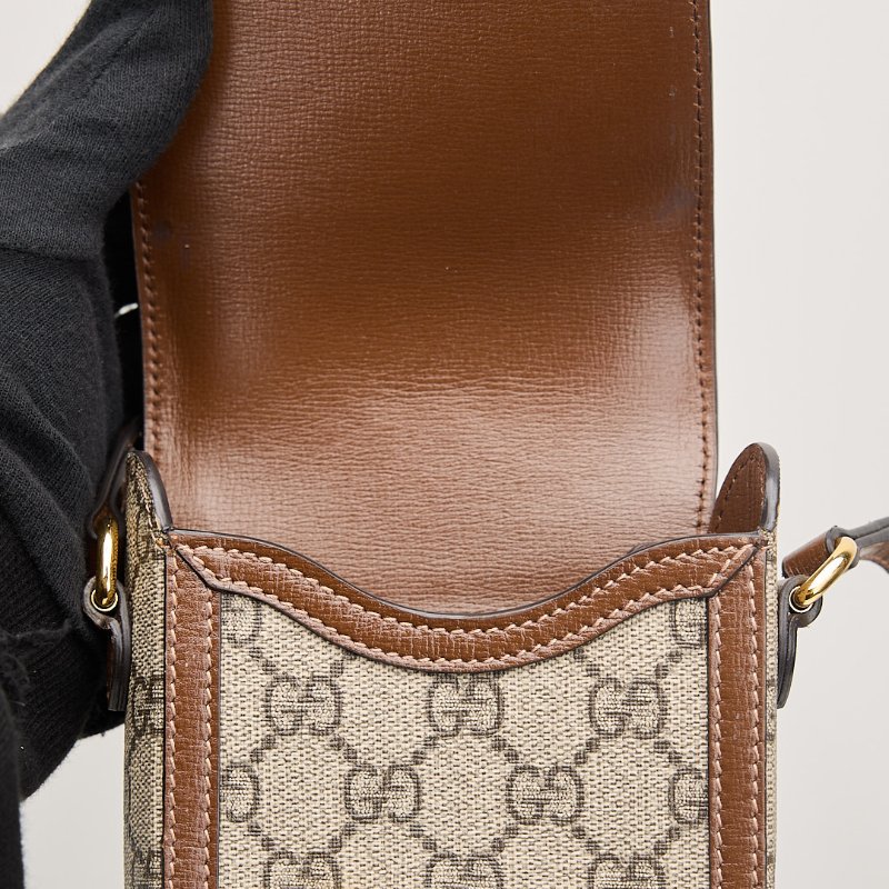 二手Gucci 1955直式手機包/棕老花-16