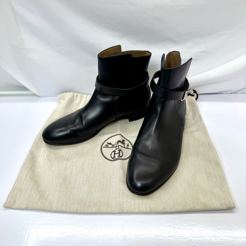 HERMES 愛馬仕 Neo 系列黑色皮革踝靴-1