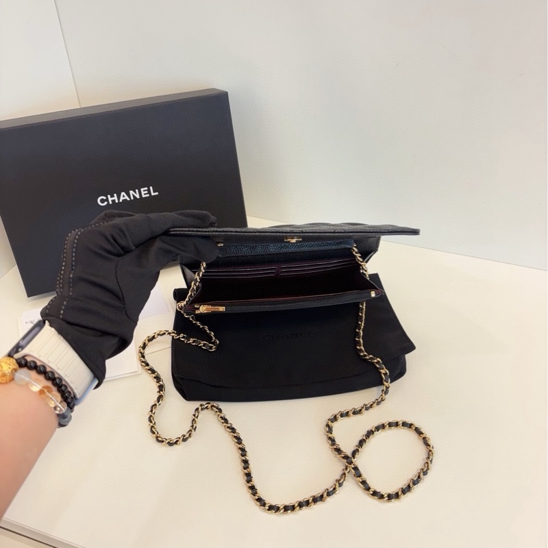 【99新閒置全套帶票🆕】Chanel 芯片 黑金荔枝皮woc 發財包手提包 斜挎包 單肩包-6