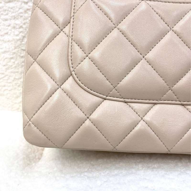 Chanel香奈兒奶茶色羊皮TrendyCC手提側背包三層翻蓋淡金釦經典菱格A92236-13