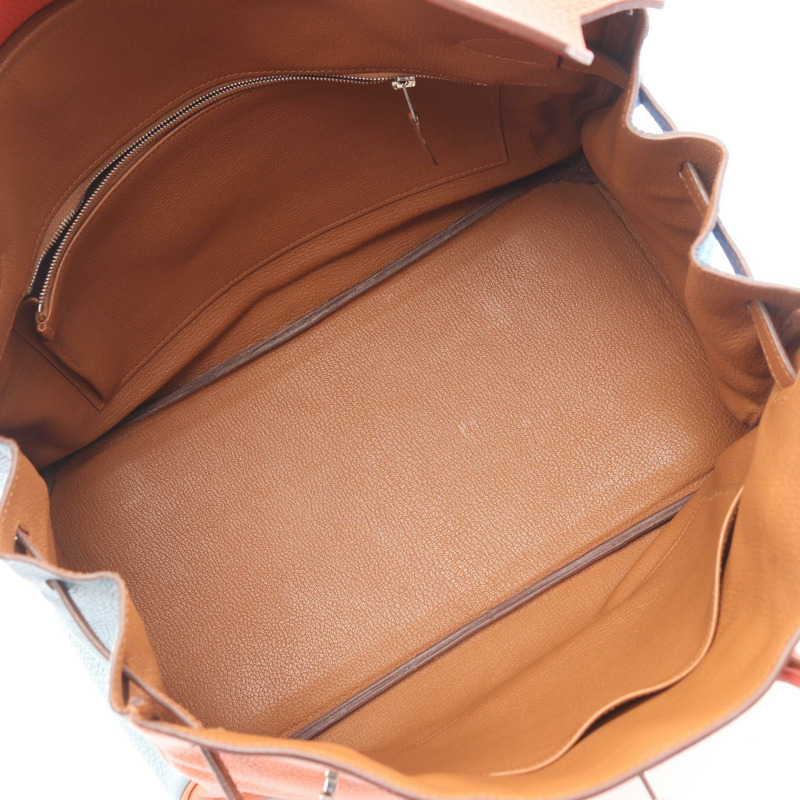 HERMES Birkin 35 Arlequin 手提包 P Taurillon Clemence 橙色 Etain Sanguine SHW-2