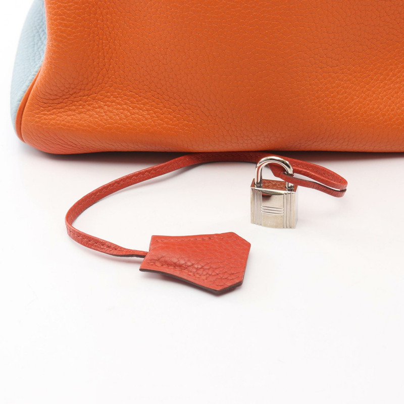 HERMES Birkin 35 Arlequin 手提包 P Taurillon Clemence 橙色 Etain Sanguine SHW-5