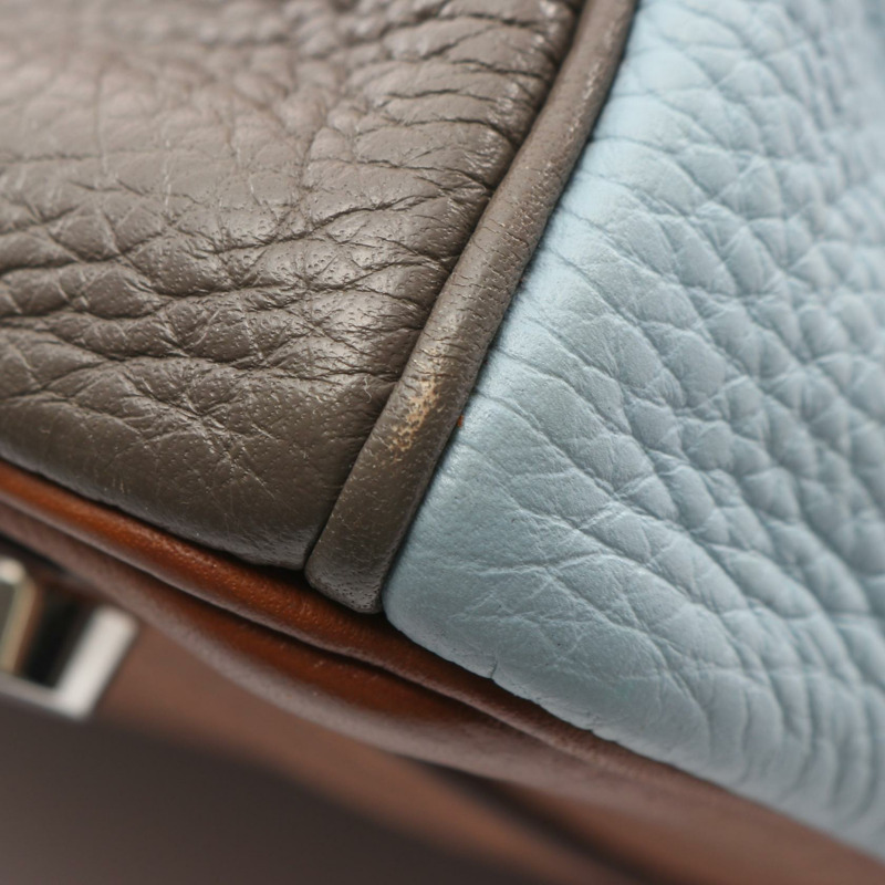 HERMES Birkin 35 Arlequin 手提包 P Taurillon Clemence 橙色 Etain Sanguine SHW-6