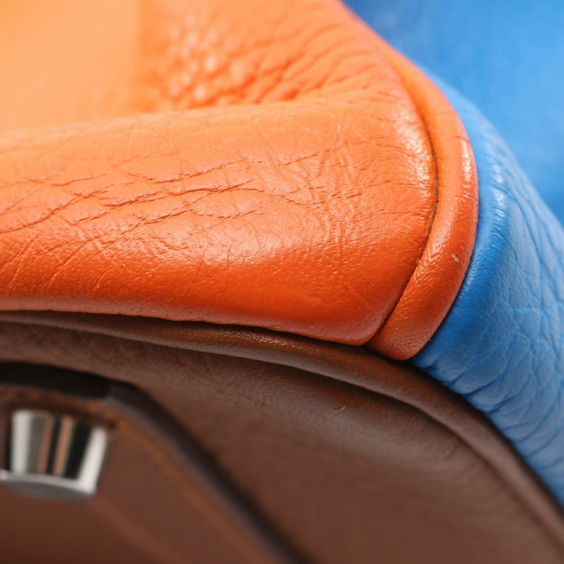 HERMES Birkin 35 Arlequin 手提包 P Taurillon Clemence 橙色 Etain Sanguine SHW-7