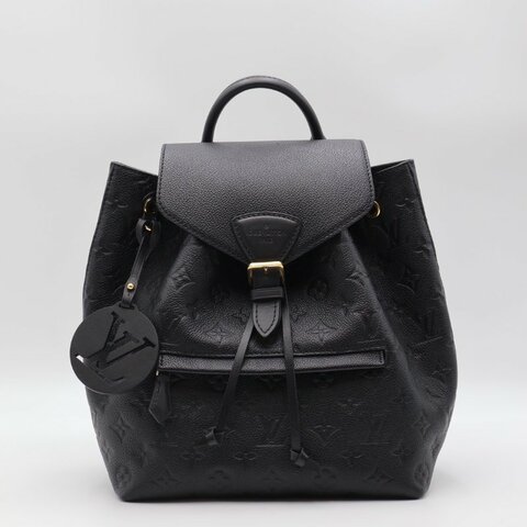 LOUIS VUITTON Montsouris壓紋牛皮後背包 - 黑