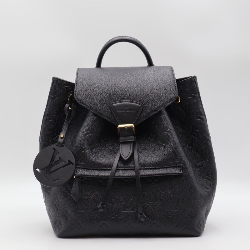 LOUIS VUITTON Montsouris壓紋牛皮後背包 - 黑-0