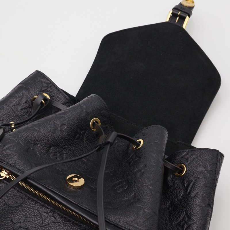 LOUIS VUITTON Montsouris壓紋牛皮後背包 - 黑-7