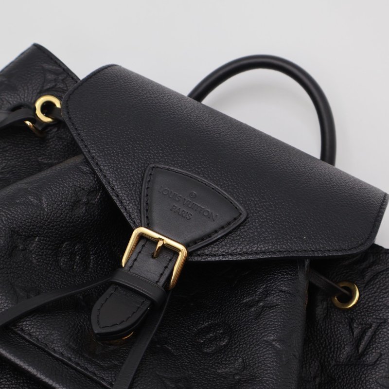 LOUIS VUITTON Montsouris壓紋牛皮後背包 - 黑-10