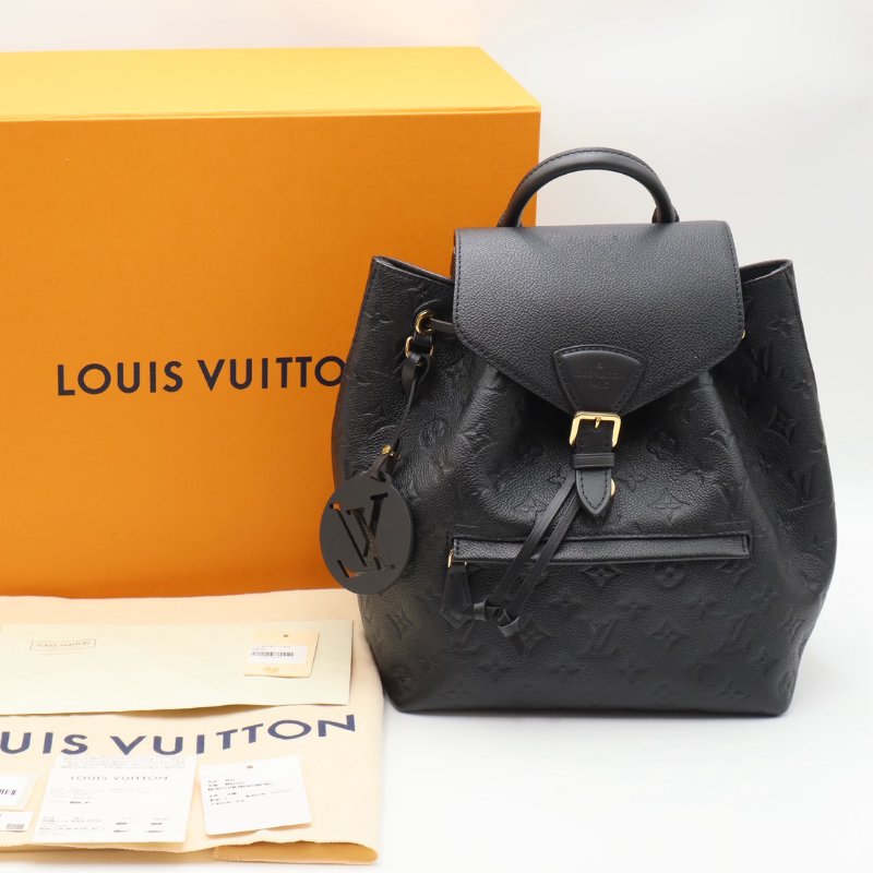 LOUIS VUITTON Montsouris壓紋牛皮後背包 - 黑-18