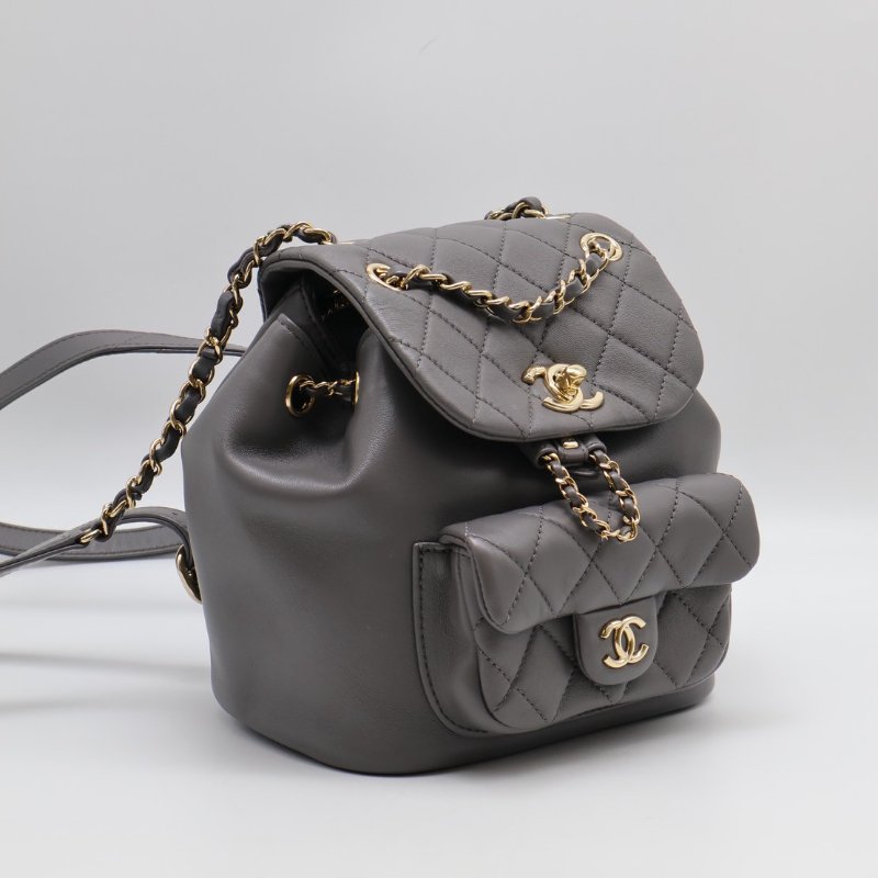 CHANEL Duma小羊皮後背包 - 小號深灰金-1