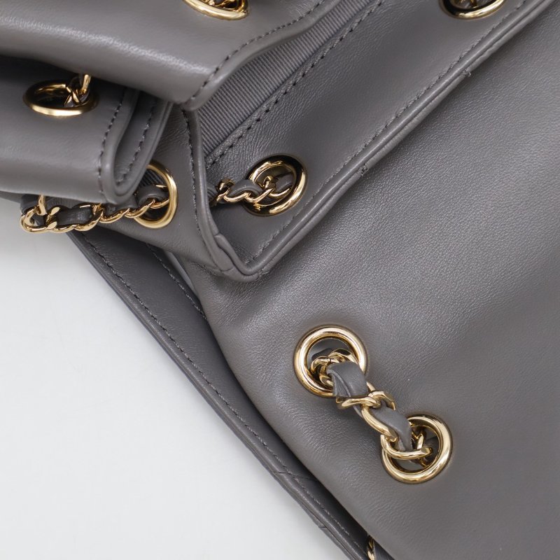 CHANEL Duma小羊皮後背包 - 小號深灰金-11