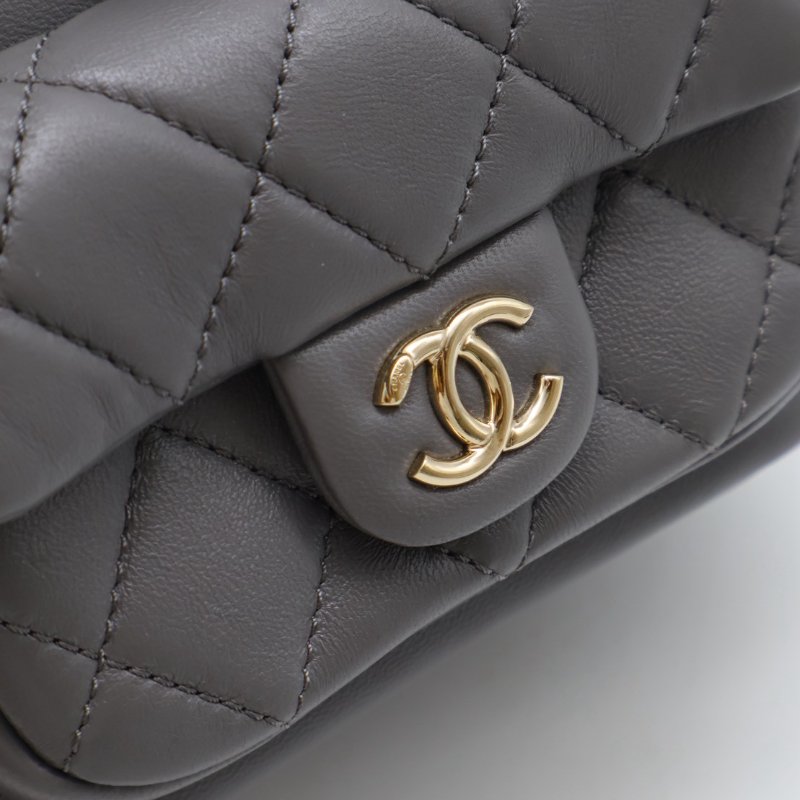 CHANEL Duma小羊皮後背包 - 小號深灰金-15