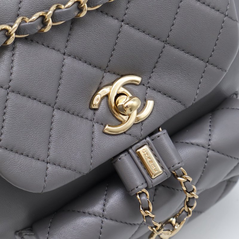 CHANEL Duma小羊皮後背包 - 小號深灰金-17
