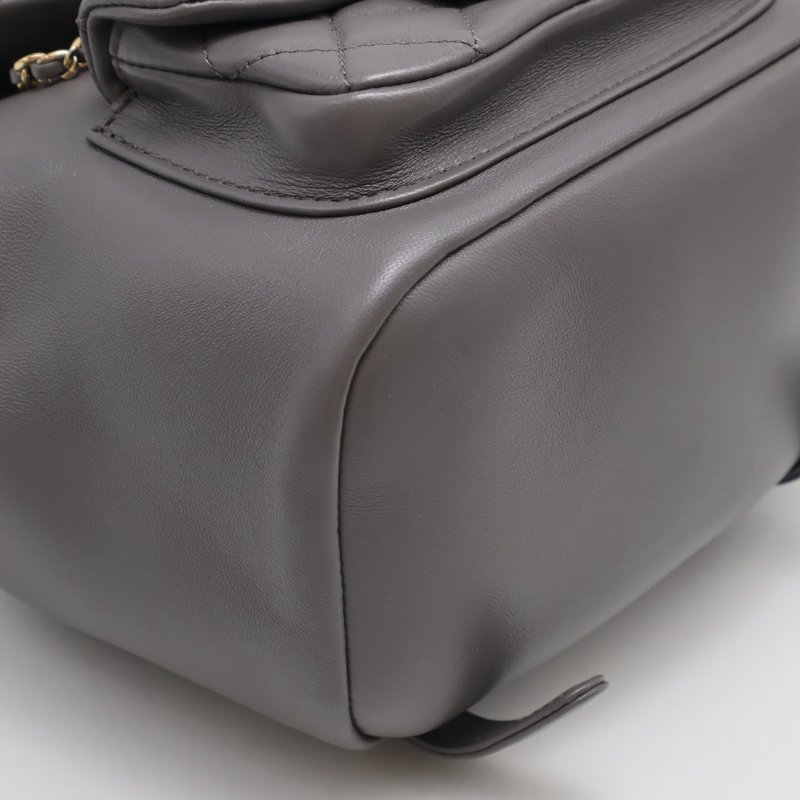 CHANEL Duma小羊皮後背包 - 小號深灰金-22