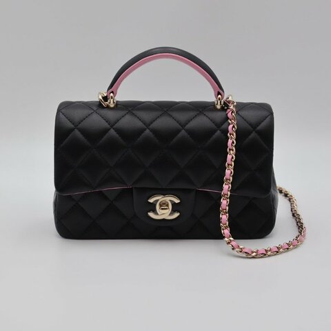 CHANEL 23P Handle mini CF20 - 黑粉金