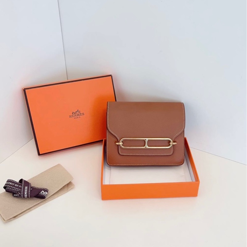 【98新🆕】Hermes 金棕金扣roulis slim豬鼻子腰包 z刻 斜挎包 單肩包-0