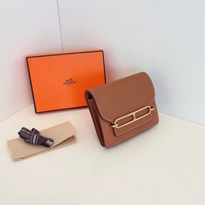 【98新🆕】Hermes 金棕金扣roulis slim豬鼻子腰包 z刻 斜挎包 單肩包-5