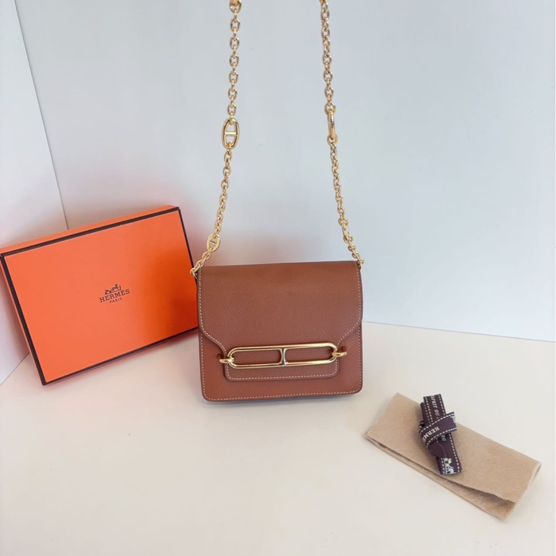 【98新🆕】Hermes 金棕金扣roulis slim豬鼻子腰包 z刻 斜挎包 單肩包-7