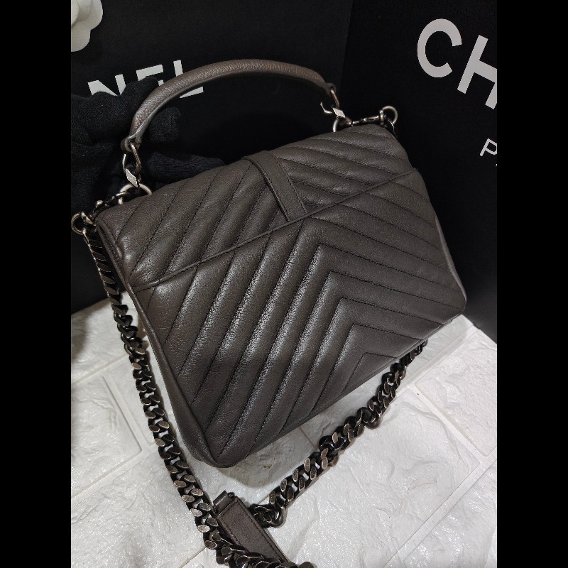 【YSL】 聖羅蘭經典郵差包/鏈條包/象灰-7