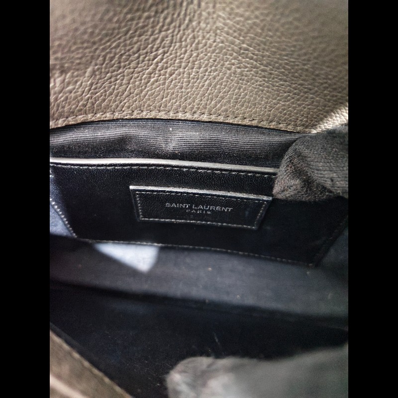【YSL】 聖羅蘭經典郵差包/鏈條包/象灰-21