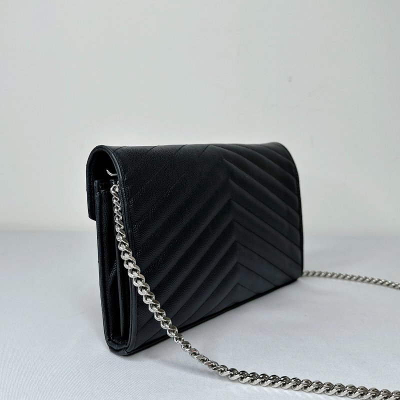 YSL 黑銀信封woc鏈帶包-4