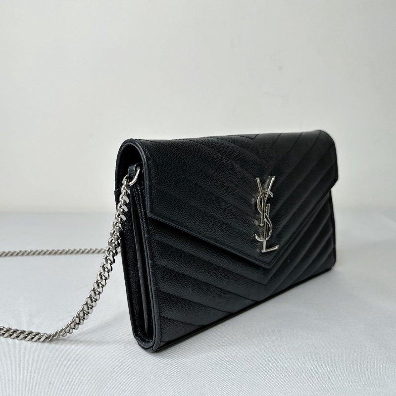 YSL 黑銀信封woc鏈帶包-5