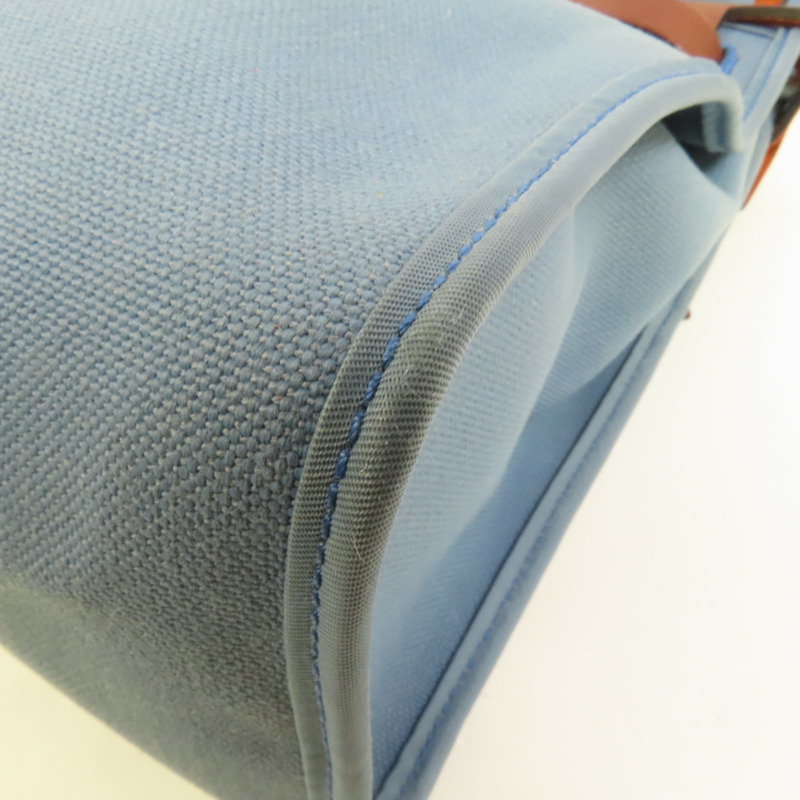 HERMES 帆布HerBag PM銀扣手挽肩背兩用袋Blue Agate-14