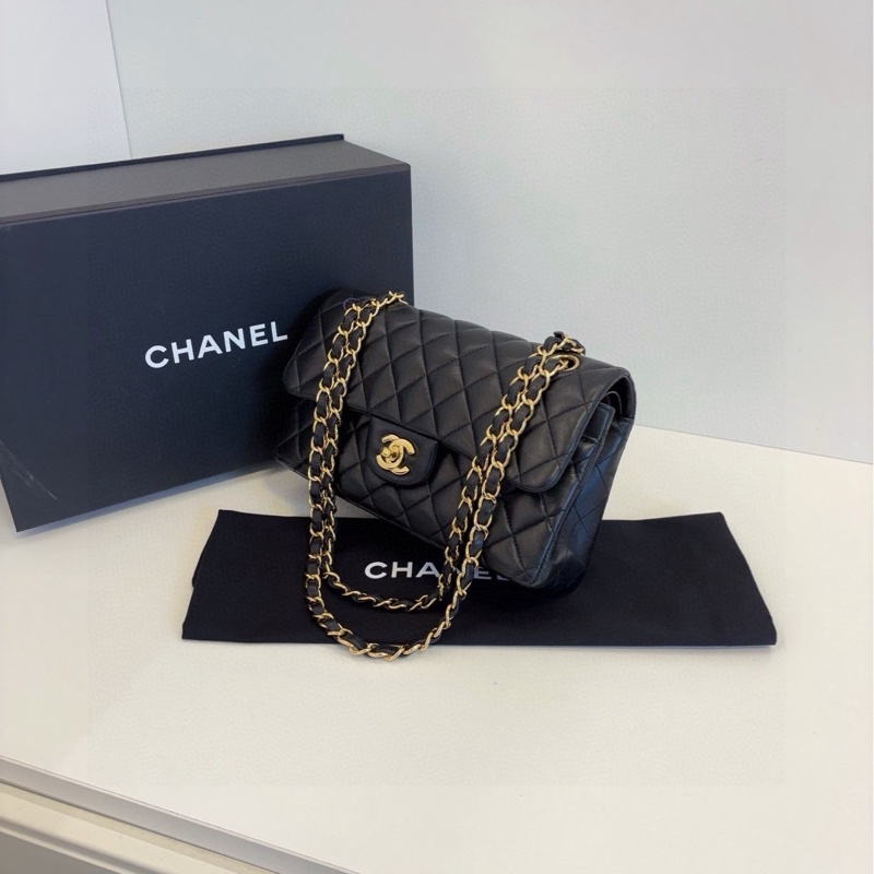 【98新🆕】Chanel Classic黑金羊皮CF 紅內雙蓋小號 單肩包-2
