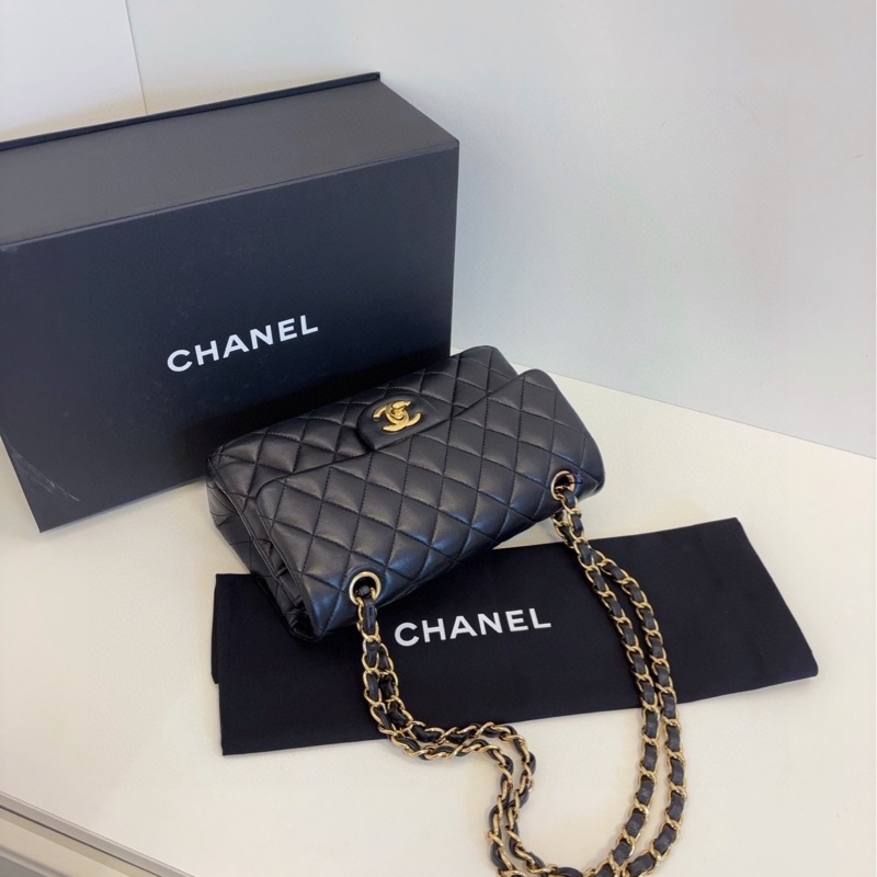 【98新🆕】Chanel Classic黑金羊皮CF 紅內雙蓋小號 單肩包-3