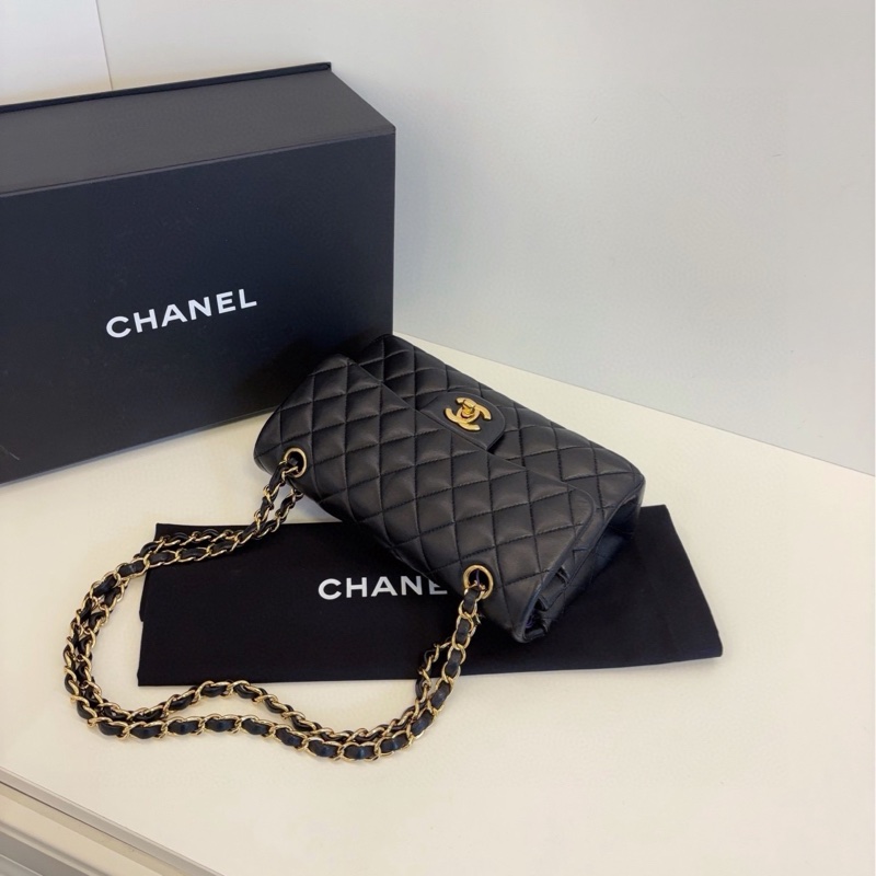 【98新🆕】Chanel Classic黑金羊皮CF 紅內雙蓋小號 單肩包-4