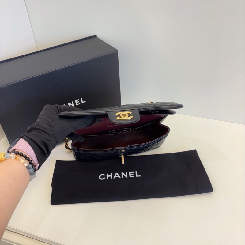 【98新🆕】Chanel Classic黑金羊皮CF 紅內雙蓋小號 單肩包-6