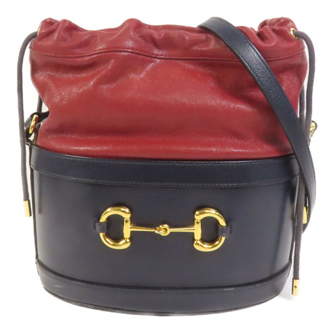 GUCCI 牛皮皮革1955 Horsebit Bucket金扣肩背袋