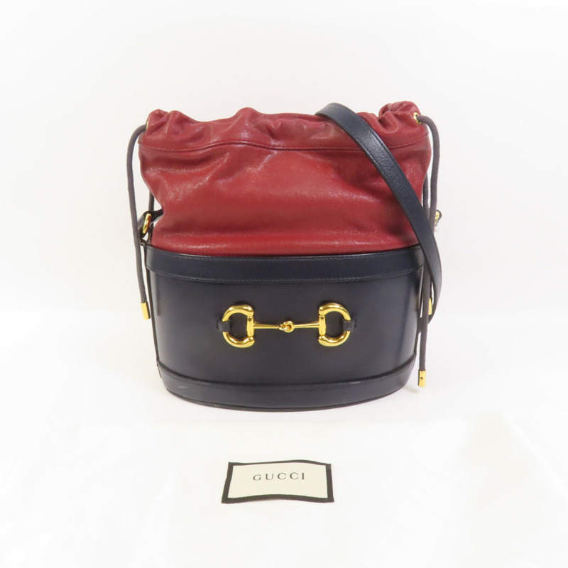GUCCI 牛皮皮革1955 Horsebit Bucket金扣肩背袋-11