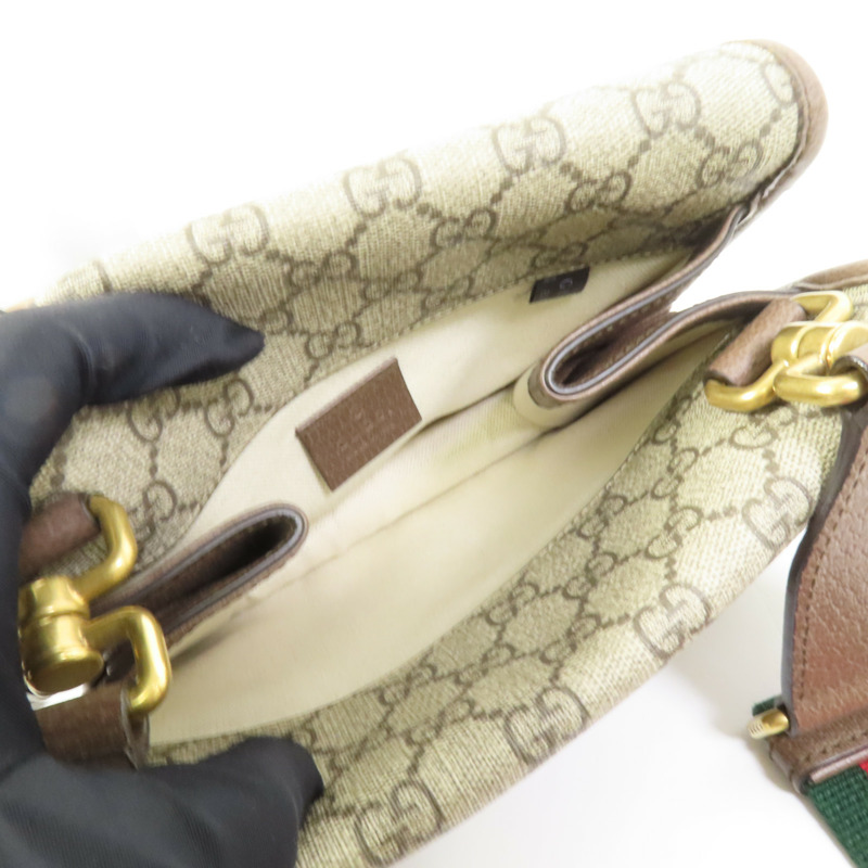 GUCCI 帆布Neo Vintage Small金扣肩背袋-4