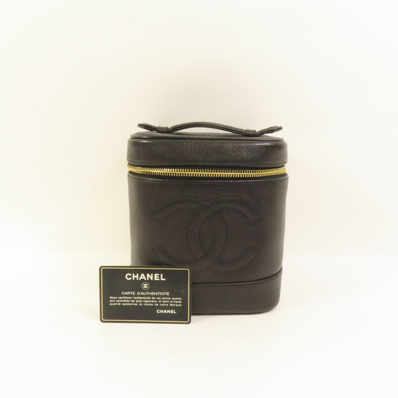 CHANEL 牛皮皮革Vintage Vanity Case金扣手挽袋-12
